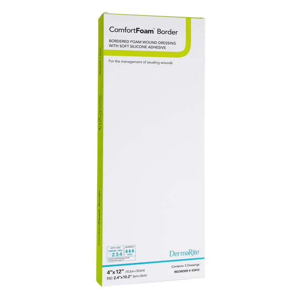 ComfortFoam™ Border Foam Dressing 4 X 12 Inch With Border Waterproof Backing Silicone Adhesive Rectangle Sterile (946495_EA) 1/EA