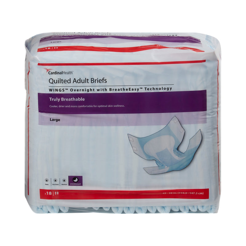 Wings™ Overnight Quilted Unisex Adult Incontinence Brief Large Disposable Heavy Absorbency (864860_BG) 1/BG