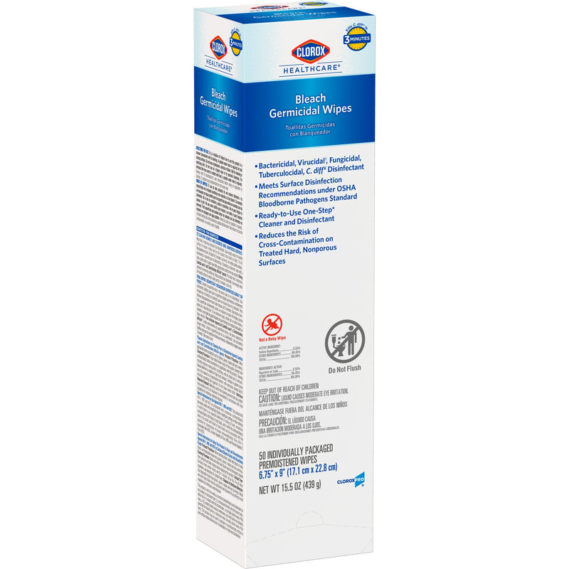 Clorox Healthcare® Surface Disinfectant Premoistened Germicidal Manual Pull Wipe 50 Count Individual Packet Fruity Floral Bleach Scent NonSterile (996100_EA) 1/EA