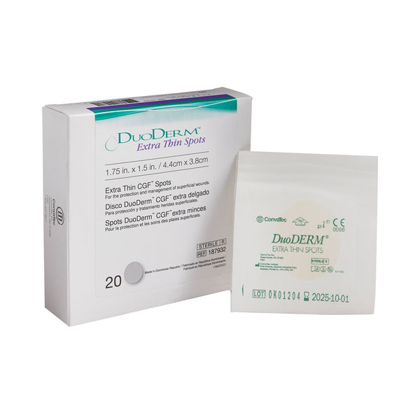 DuoDERM® Extra Thin CGF® Thin Hydrocolloid Dressing Film Backing 1-1/2 X 1-3/4 Inch Oval Hydrocolloid / Film (229773_BX) 20/BX