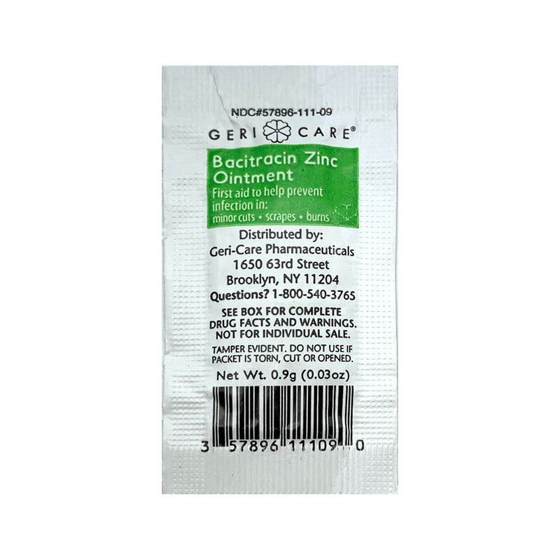 Geri-Care First Aid Antibiotic Bacitracin Zinc Ointment 0.9 Gram Individual Packet (1220888_CS) 1728/CS