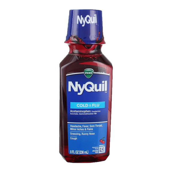 NyQuil® Cold & Flu Cold and Cough Relief 650 mg - 30 mg - 12.5 mg / 30 mL Strength Liquid 8 oz. (829817_EA) 1/EA