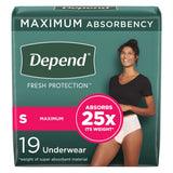 Depend® Fresh Protection Female Adult Absorbent Underwear Waistband Style Small Disposable Heavy Absorbency (1090304_PK) 19/PK