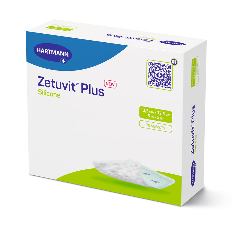 Zetuvit® Plus Silicone Super Absorbent Dressing Silicone Adhesive 5 X 5 Inch Square (1181536_BX) 10/BX