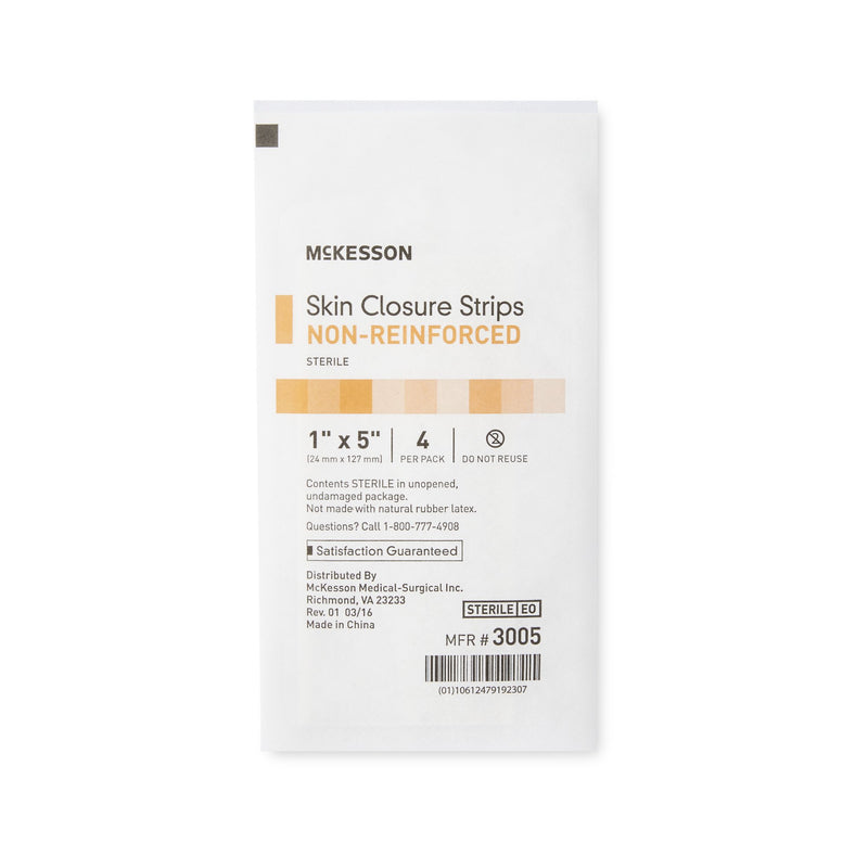 McKesson Skin Closure Strip 1 X 5 Inch Nonwoven Material Flexible Strip Tan (876304_BX) 25/BX