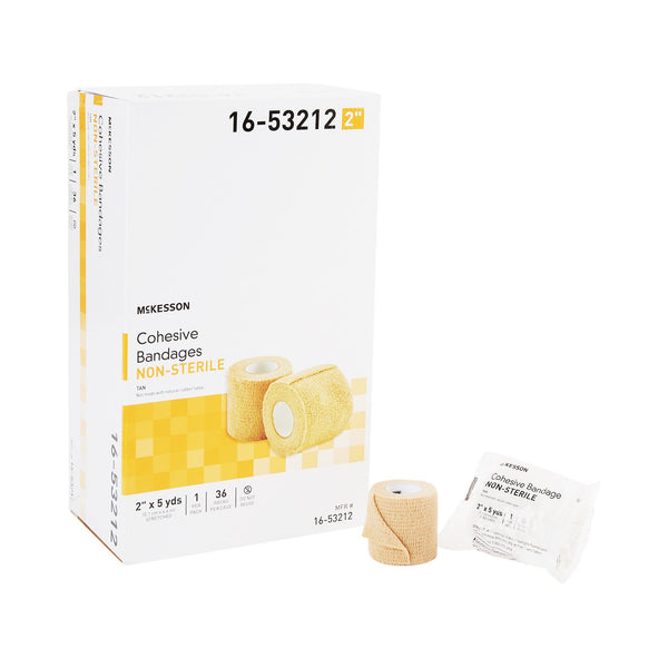 McKesson Cohesive Bandage 2 Inch X 5 Yard Self-adherent Closure Tan NonSterile Standard Compression (520551_EA) 1/EA