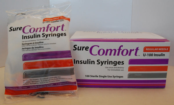 Surecomfort® Standard Insulin Syringe with Needle 0.5 mL 5/16 Inch 31 Gauge NonSafety Regular Wall (1124511_BX) 100/BX