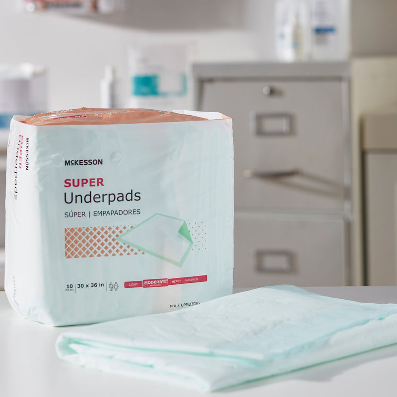 McKesson Super Disposable Underpad 30 X 36 Inch Fluff / Polymer Moderate Absorbency (724050_CS) 100/CS