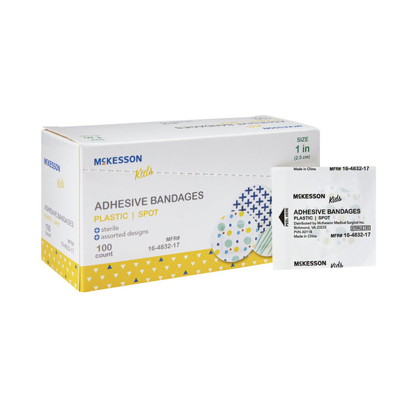 McKesson Kids™ Adhesive Spot Bandage 1 Inch Plastic Round Kid Design (Assorted Prints) Sterile (1110981_CS) 2400/CS