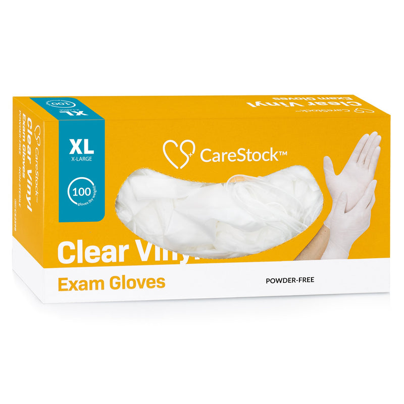 CareStock™ Exam Glove X-Large NonSterile Vinyl Standard Cuff Length Smooth Clear Not Rated (1230910_BX) 100/BX