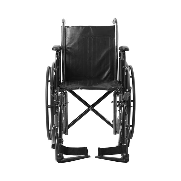 McKesson Wheelchair Dual Axle Desk Length Arm Swing-Away Footrest Black Upholstery 16 Inch Seat Width Adult 250 lbs. Weight Capacity (1065272_EA) 1/EA