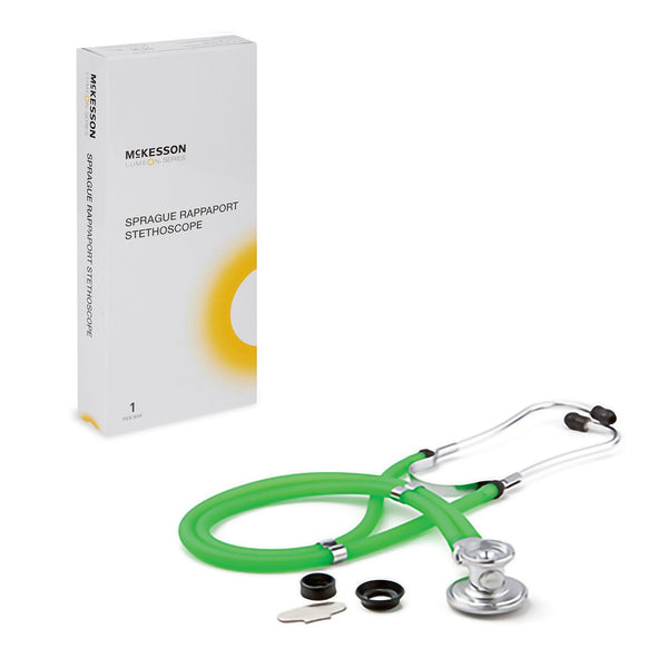 McKesson Sprague Stethoscope Green 2-Tube 22 Inch Tube Double Sided Chestpiece (1089447_EA) 1/EA