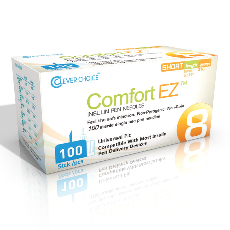 Comfort EZ™ Standard Insulin Pen Needle 31 Gauge 8 mm Length NonSafety (1083791_BX) 100/BX