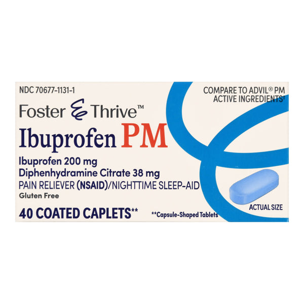Foster & Thrive™ Nightime Pain / Allergy Relief 200 mg - 38 mg Strength Ibuprofen / Diphenhydramine Capsule 40 per Bottle (1238989_BT) 1/BT