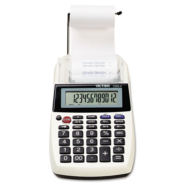 Victor® 1205-4 Palm/Desktop One-Color Printing Calculator, Black Print, 2 Lines/Sec (VCT12054)