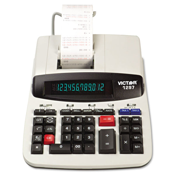 Victor® 1297 Two-Color Commercial Printing Calculator, Black/Red Print, 4.5 Lines/Sec (VCT1297)