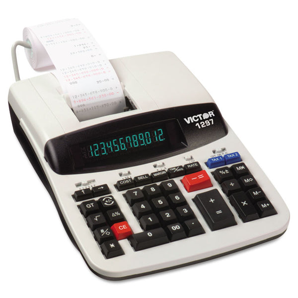 Victor® 1297 Two-Color Commercial Printing Calculator, Black/Red Print, 4.5 Lines/Sec (VCT1297)