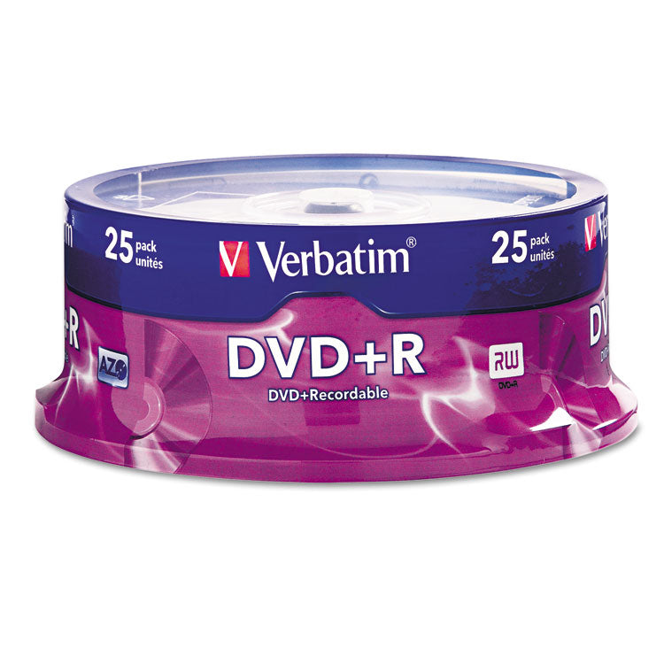 Verbatim® DVD+R Recordable Disc, 4.7 GB, 16x, Spindle, Silver, 25/Pack (VER95033)