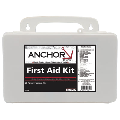 Anchor Brand® 25 Person First Aid Kit, Plastic Case, Wall Mount (101-25-3-FAKP) Each