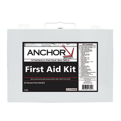 Anchor Brand® 25 Person First Aid Kit, ANSI 2009, Metal Case (101-25-9-FAKM) Each