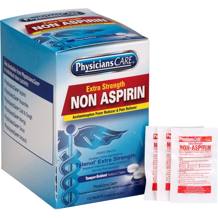 PhysiciansCare Non Aspirin, 2 Tablets per Pack, 125 Packs per Box (ACM40800) 125 Packs of 2