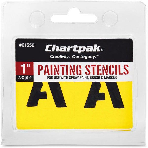 Chartpak Painting Stencil Numbers/Letters, 1&quot;, Yellow (CHA01550) 1 Set