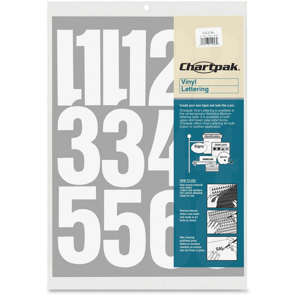 Chartpak Vinyl Numbers, 4&quot;, White (CHA01196) Each