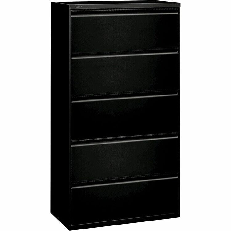 HON 800 Series Five-Drawer Lateral File, Roll-Out/Posting Shelves, 36w x 67h, Black (HON885LP)