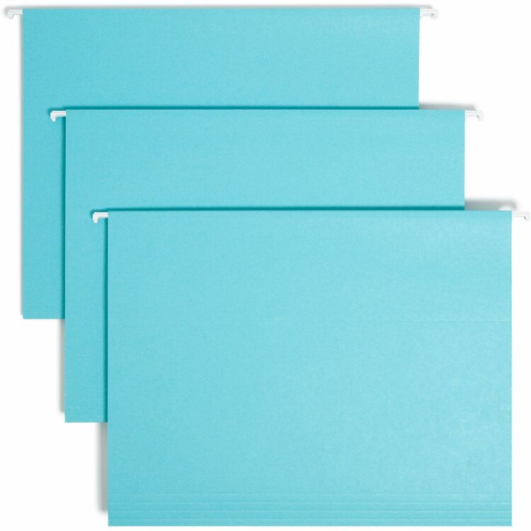 Smead Hanging Folders, Recycled, Letter Size, Aqua, Color Matched 1/5 Tabs, 25/Box (SMD64058)