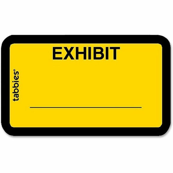 Tabbies Legal Exhibit Labels, &quot; Exhibit&quot; 1-5/8&quot; x 1&quot; Yellow (TAB58090)
