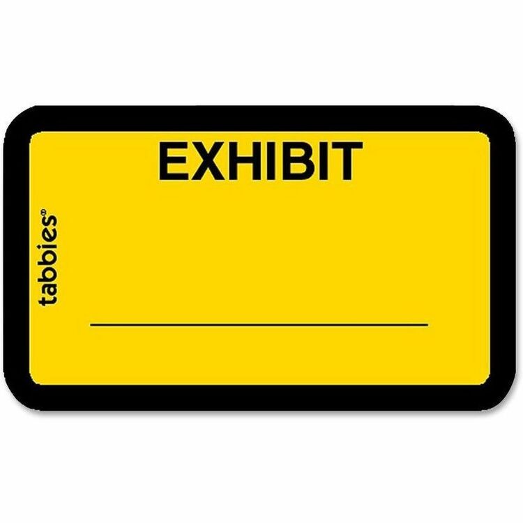 Tabbies Legal Exhibit Labels, &quot; Exhibit&quot; 1-5/8&quot; x 1&quot; Yellow (TAB58090) Pack of 252
