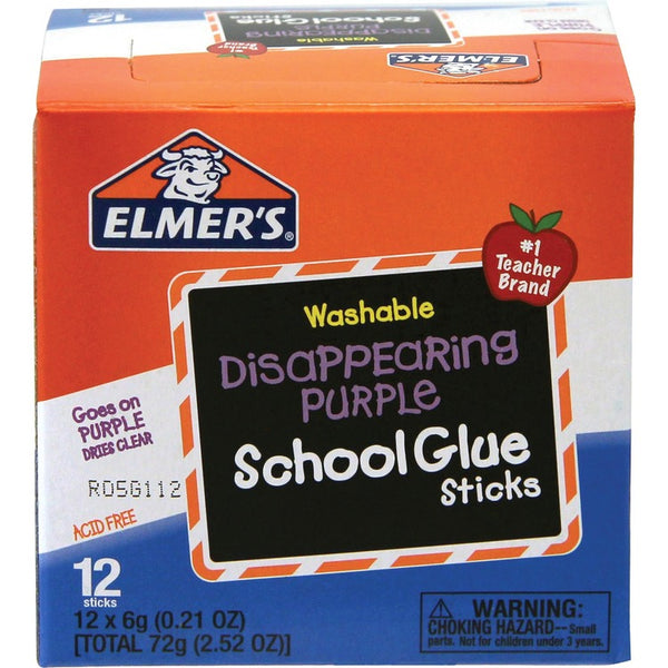 Elmer's .21 oz. Clear Dry Glue Stick, Goes on Blue (EPIE514) Box of 12