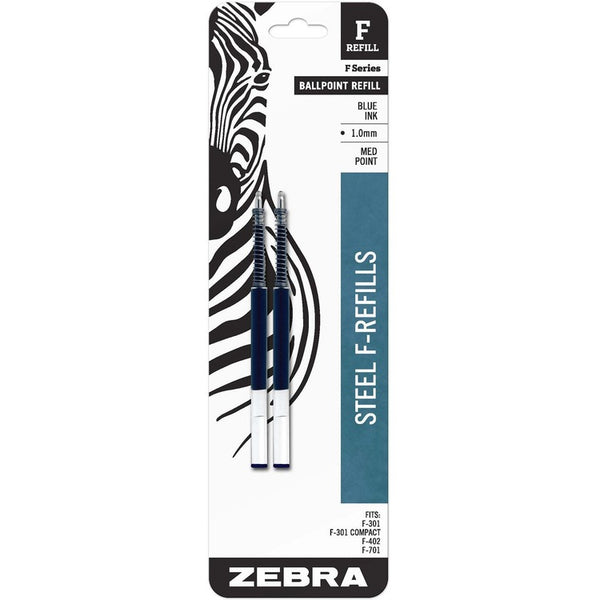 Zebra F-Refill, Medium Point, Blue Ink, 2/Pack (ZEB85422)