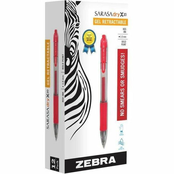 Zebra Retractable Gel Rollerball Pen, Bold Point, Red (ZEB46630) Box of 12