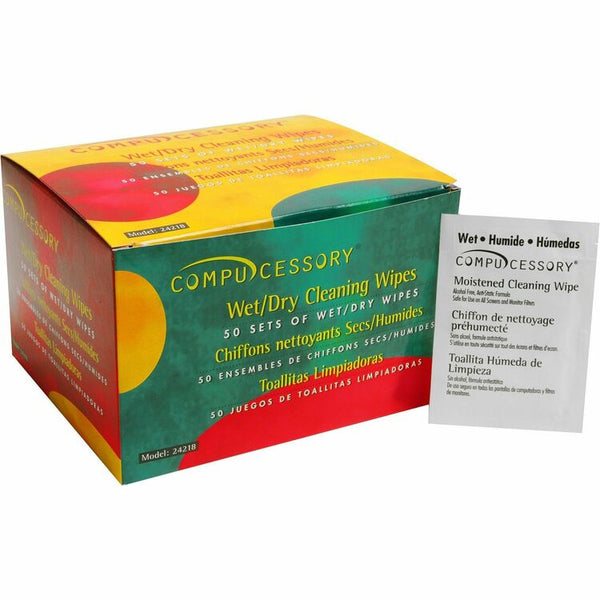 Compucessory 24218 CRT Clean & Dry Pads (CCS24218) Box of 50