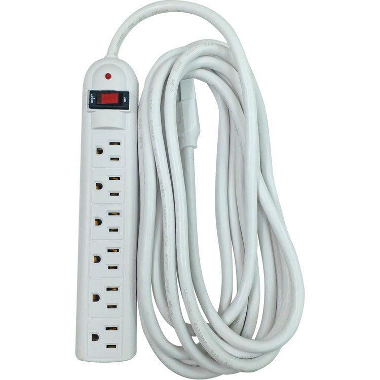 Compucessory 25103 6 Outlet Strip Surge Protectors, 15' Heavy duty Cord (CCS25103) Each