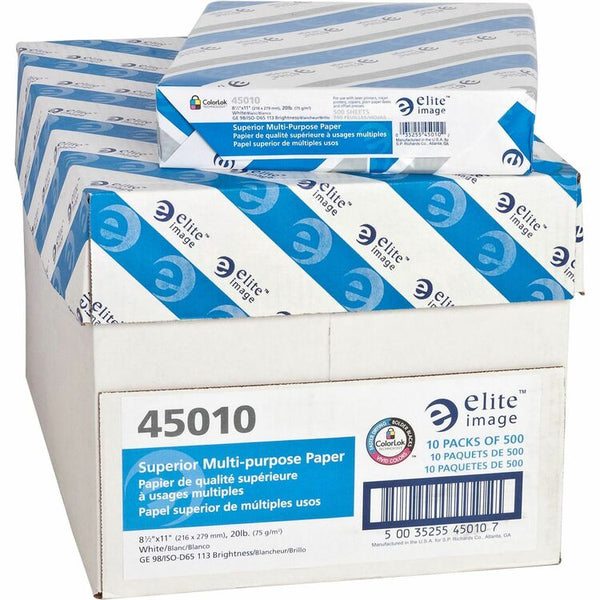 Elite Image White Multipurpose Paper, 8 1/2 x 11 (Letter), 96 Bright, 20 lb, 500 Sheets Per Ream, Case of 10 Reams (ELI45010) 10 Reams