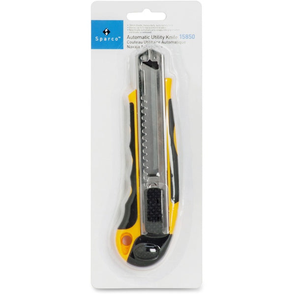 Sparco PVC Grip Knife, 5 Blade Storage, Yellow/Black (SPR15850)