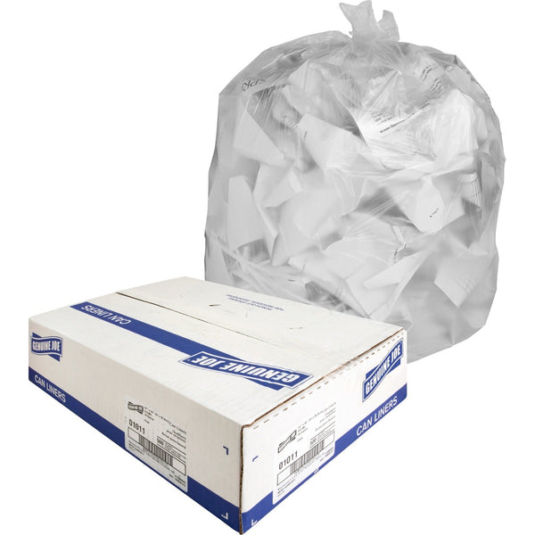 Genuine Joe Trash Can Liner, 16 Gallon, .6Mil, 24&quot;x31&quot;, 500/BX, Clear (GJO01011) Box of 500