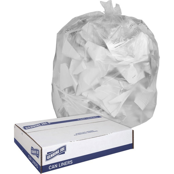 Genuine Joe Clear Trash Bags, 30 Gallon, 0.6 Mil, 30" X 36", Box of 250 (GJO01012)