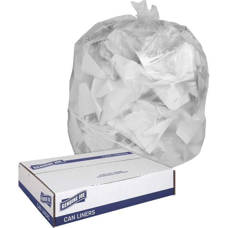 Genuine Joe Clear Trash Bags, 30 Gallon, 0.6 Mil, 30" X 36", Box of 250 (GJO01012)