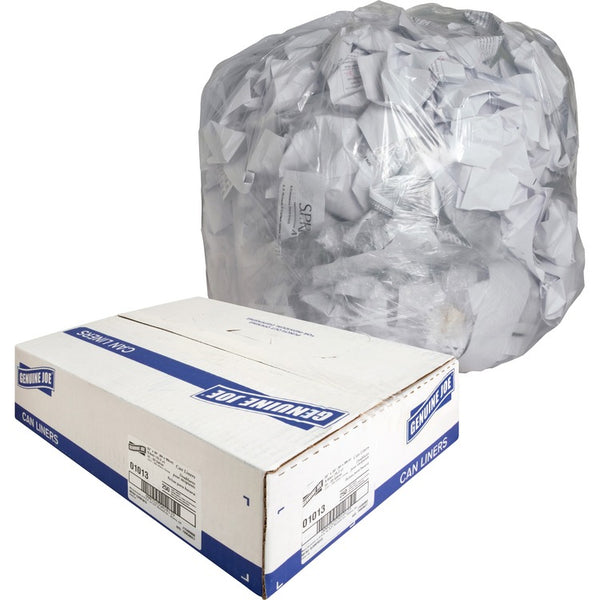 Genuine Joe Clear Trash Bags, 33 Gallon, 0.6 Mil, 33" X 39", Box of 250 (GJO01013)