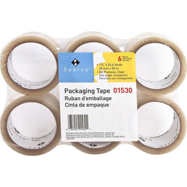 Sparco Sealing Tape, 1.6 mil, 2&quot;x55 Yards, 36/CT, Clear (SPR01530) Pack of 36