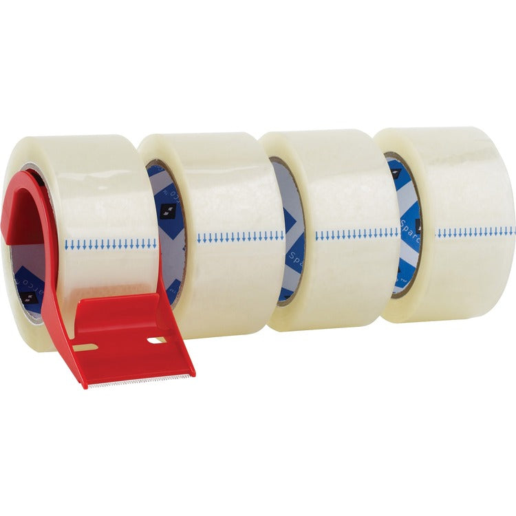 Sparco Heavy Duty Packaging Tape w/Dispenser, 3"core, 2"x55 yards, Clear (SPR64011) Pack of 4