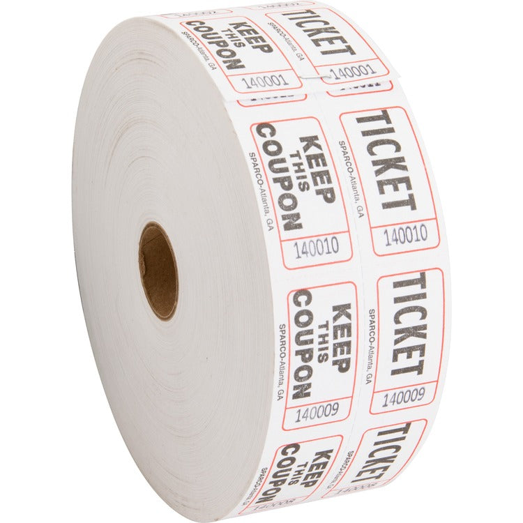 Sparco Check Ticket, Roll, Double with Coupon, 2000 Ct, White (SPR99210)