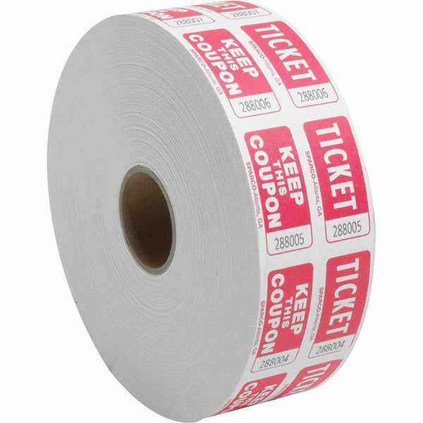 Sparco roll tickets, double with coupon, 2000 tickets per roll, red (SPR99220) Roll of 2000
