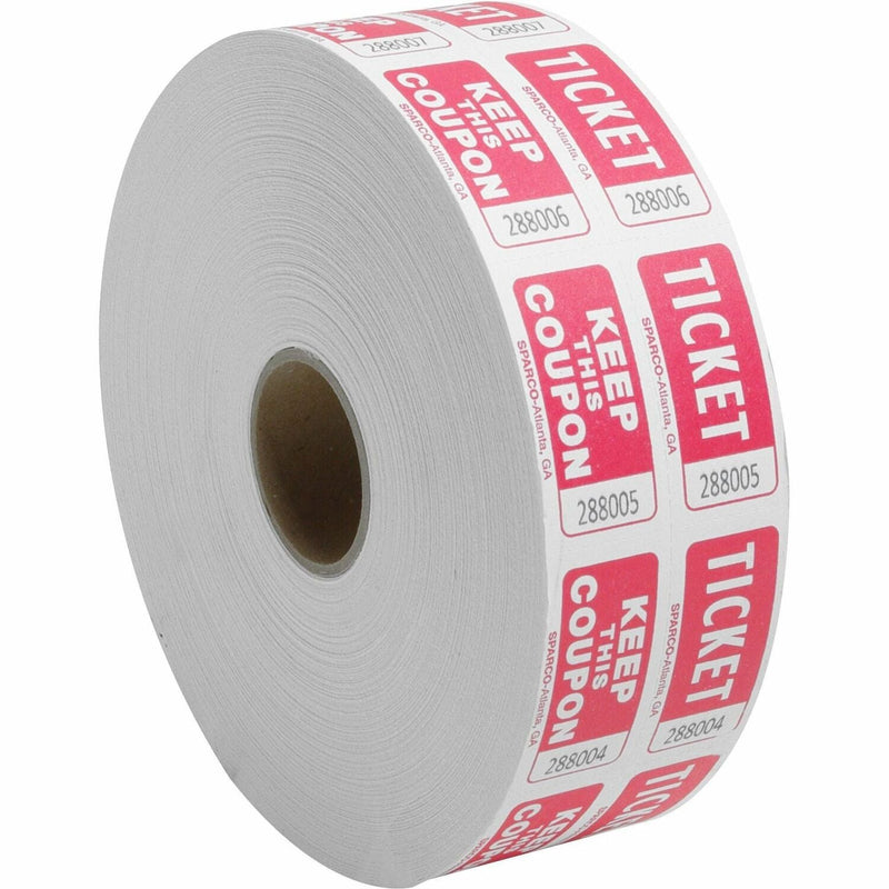 Sparco roll tickets, double with coupon, 2000 tickets per roll, red (SPR99220) Roll of 2000