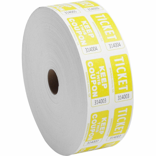 Sparco roll tickets, double with coupon, 2000 tickets per roll, yellow (SPR99270) Roll of 2000
