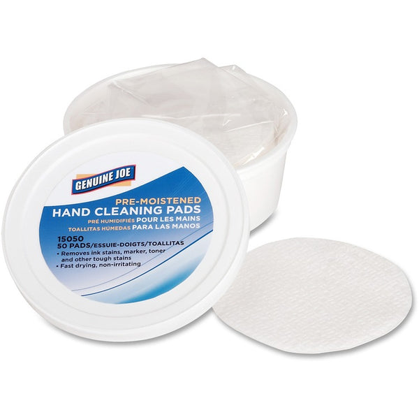 Genuine Joe Premoistened Hand Cleaning Pads, 3&quot; Diameter (GJO15050)