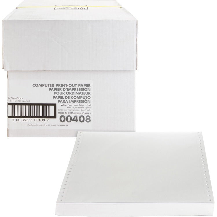 Sparco Computer Paper, Plain, 20 lb., 9 1/2&quot;x11&quot;, 2300 SH, White (SPR00408)